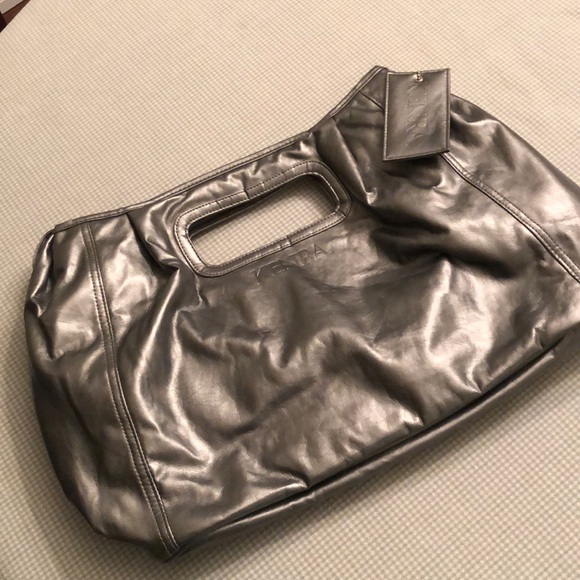 Vintage 80’s/90’s KENRA Metallic Grey Promo Bag Clutch Shoulder Tote - #OS020 - Picture 1 of 11
